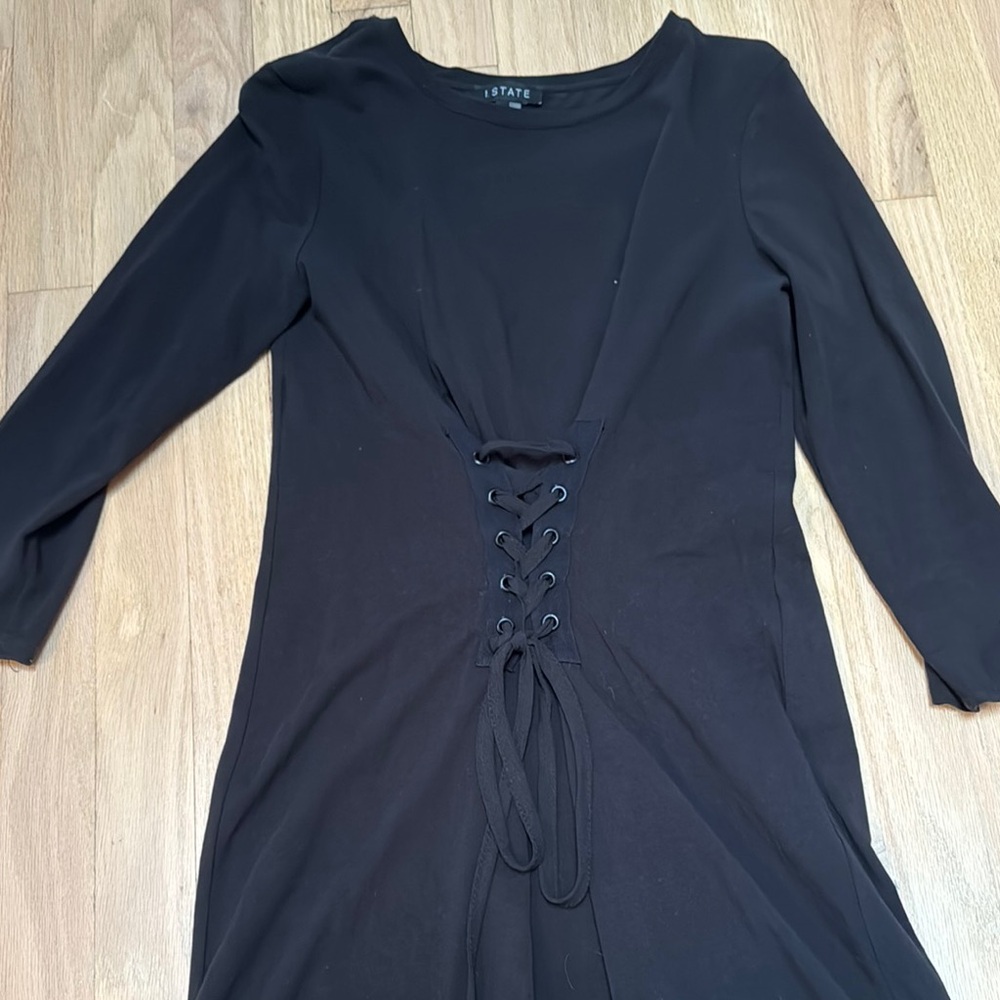 Black Lace-Up Mini Dress